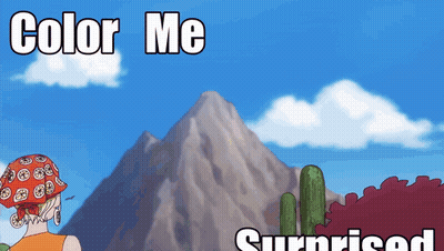 A Cartoon Of A Mountain With The Words Color Me Surprised On The Bottom GIF