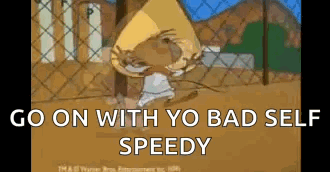 A Cartoon Of A Mouse With The Words `` Go On With Yo Bad Self Speedy '' GIF