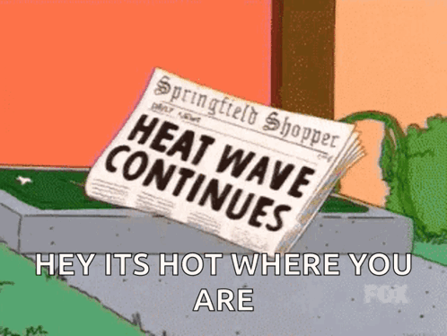 A Cartoon Of A Newspaper That Reads Heat Wave Continues GIF