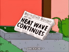 A Cartoon Of A Newspaper With The Headline Heat Wave Continues GIF
