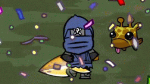 A Cartoon Of A Ninja Holding A Sword And A Giraffe With The Letter T On It GIF