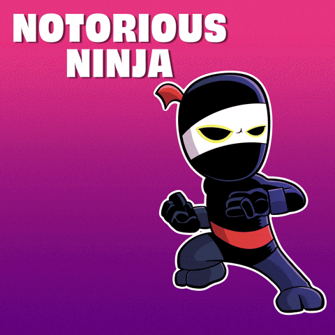 A Cartoon Of A Ninja With The Words Notorious Ninja Above Him GIF