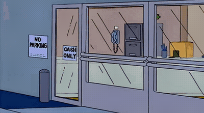 A Cartoon Of A No Parking Sign And A Cash Only Sign GIF