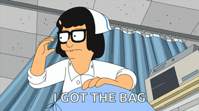 A Cartoon Of A Nurse With The Words I Got The Bag GIF