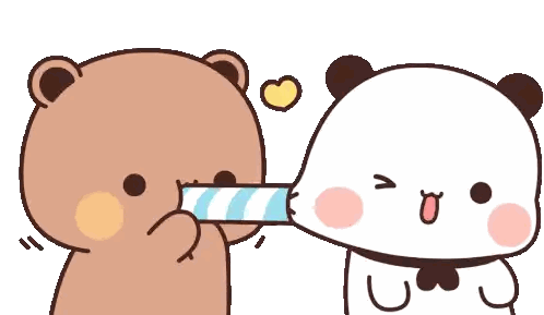 A Cartoon Of A Panda And A Brown Bear Sticker