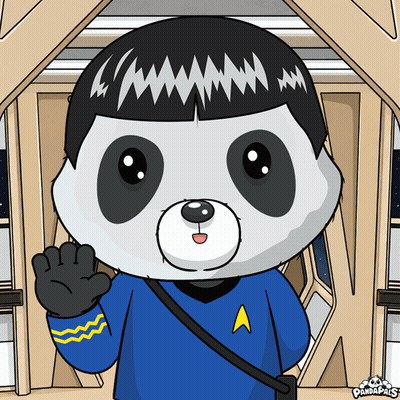 A Cartoon Of A Panda Bear Dressed As Star Trek GIF