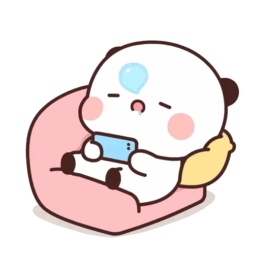 A Cartoon Of A Panda Bear Sitting On A Pink Chair Sticker