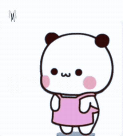 A Cartoon Of A Panda Bear Wearing A Pink Dress With The Words Mini-Mini Minnos Getdi Below It GIF