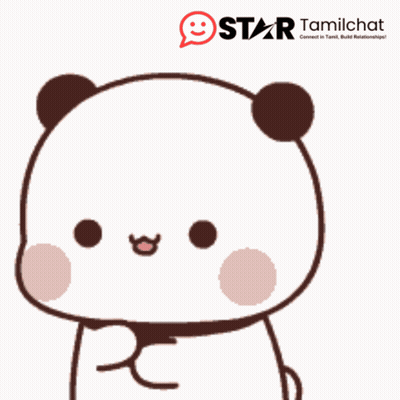 A Cartoon Of A Panda Bear With A Star Tamilchat Logo Behind It GIF
