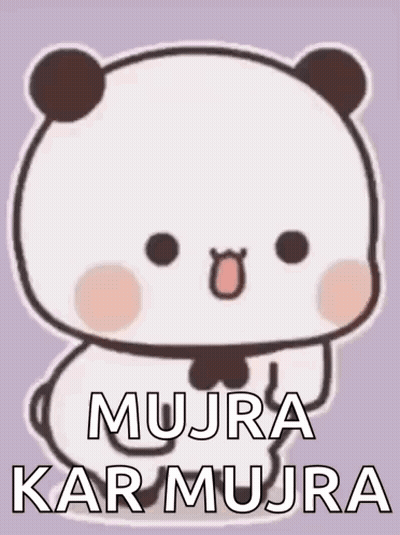 A Cartoon Of A Panda Bear With The Words Mujra Kar Mujra Written On It . GIF