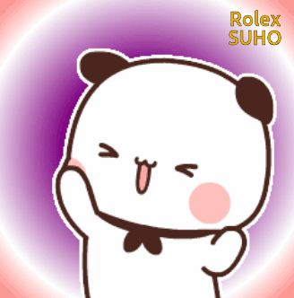 A Cartoon Of A Panda Bear With The Words Rolex Suhq On The Bottom Right GIF