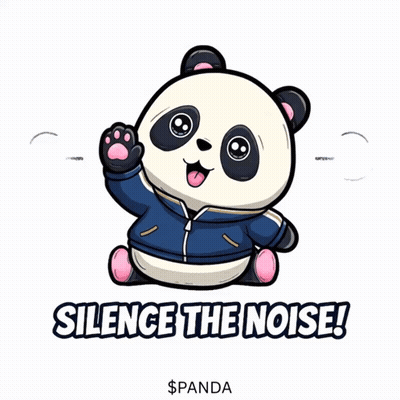 A Cartoon Of A Panda Bear With The Words Silence The Noise GIF