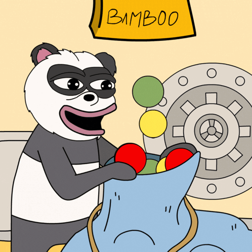 Cartoon Panda Holding Bamboo Balls GIF