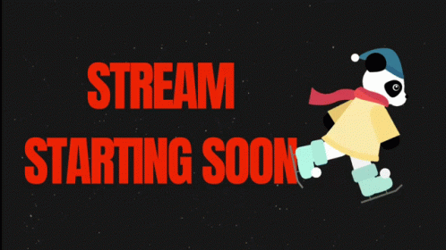 A Cartoon Of A Panda Ice Skating And The Words Stream Starting Soon GIF