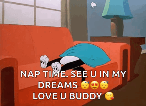 A Cartoon Of A Panda Laying On A Red Couch With The Caption Nap Time See U In My Dreams Love U Buddy GIF