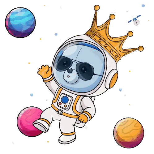 A Cartoon Of A Panda Wearing A Crown And Sunglasses Sticker