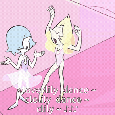 A Cartoon Of A Pearl And A Blue Pearl Dancing GIF