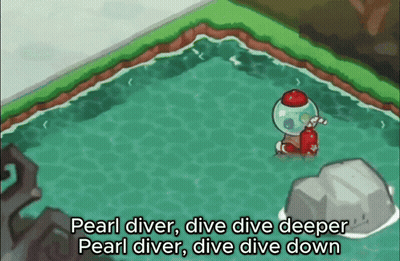 A Cartoon Of A Pearl Diver In A Pool Of Water GIF
