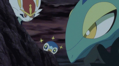 A Cartoon Of A Penguin And A Lizard With Stars On Their Faces GIF