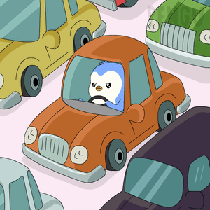 A Cartoon Of A Penguin Driving A Car GIF