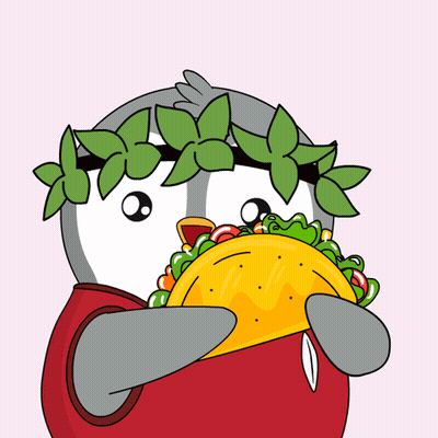 A Cartoon Of A Penguin Eating A Taco GIF