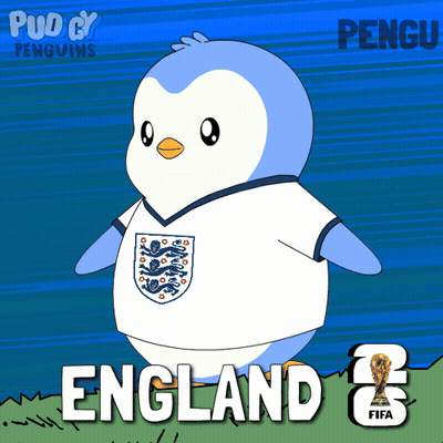 A Cartoon Of A Penguin From England Wearing A White Shirt GIF