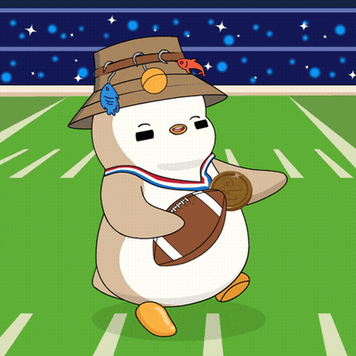 A Cartoon Of A Penguin Holding A Football And A Medal GIF