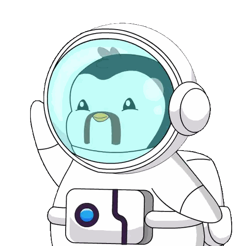 A Cartoon Of A Penguin In An Astronaut Suit Sticker