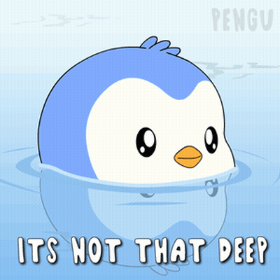 A Cartoon Of A Penguin In The Water With The Words It 'S Not That Deep Below It GIF