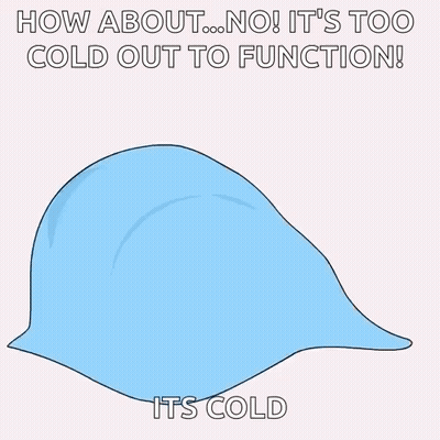 A Cartoon Of A Penguin Laying Under A Blanket With The Words " How About No It 'S Too Cold Out To Function " GIF