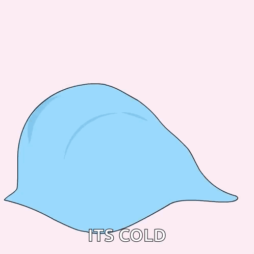 A Cartoon Of A Penguin Laying Under A Blanket With The Words It 'S Cold Below It GIF