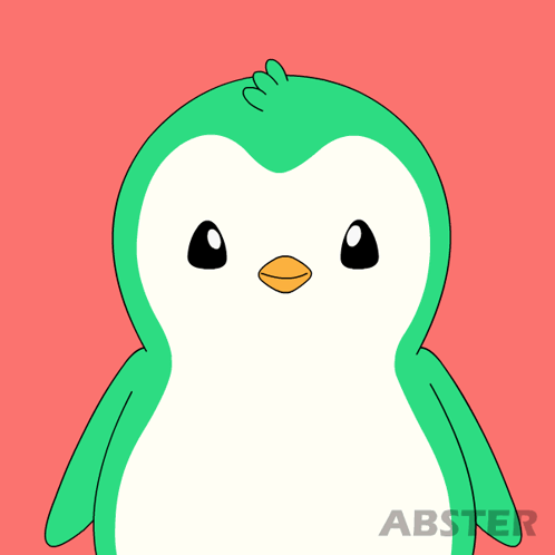 A Cartoon Of A Penguin Sticking Its Tongue Out With Abster Written On The Bottom GIF