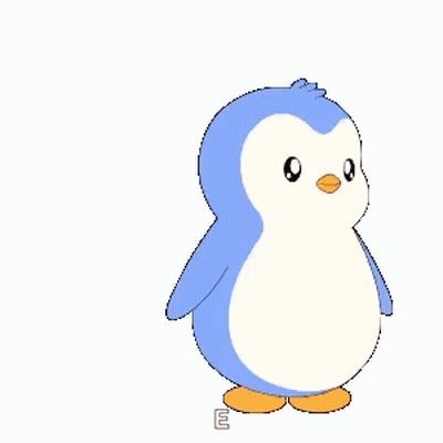 A Cartoon Of A Penguin Surrounded By Hearts With An Arrow Sticking Out Of It GIF