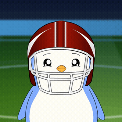 A Cartoon Of A Penguin Wearing A Football Helmet On A Field GIF