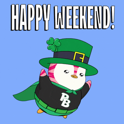A Cartoon Of A Penguin Wearing A Green Hat And A Black Shirt With The Letter Pb On It GIF