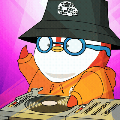 A Cartoon Of A Penguin Wearing A Hat And Glasses Playing A Record GIF