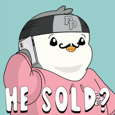 A Cartoon Of A Penguin Wearing A Headband With The Letter Rp On It GIF
