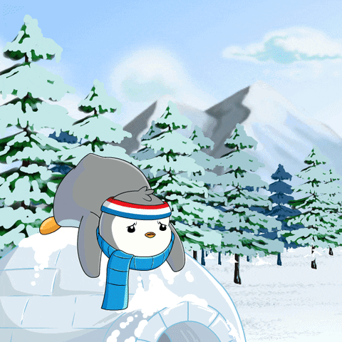 A Cartoon Of A Penguin Wearing A Scarf And A Headband GIF