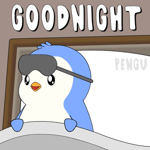 A Cartoon Of A Penguin Wearing A Sleep Mask That Says Goodnight GIF