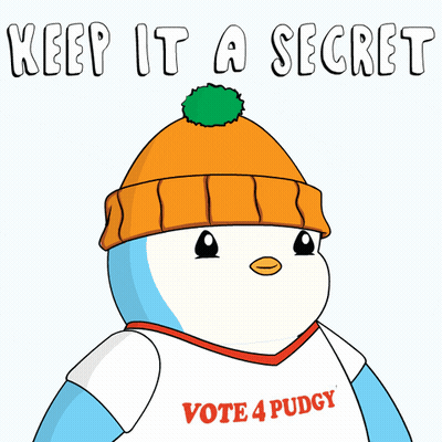A Cartoon Of A Penguin Wearing An Orange Hat And A White Shirt That Says Vote4p GIF