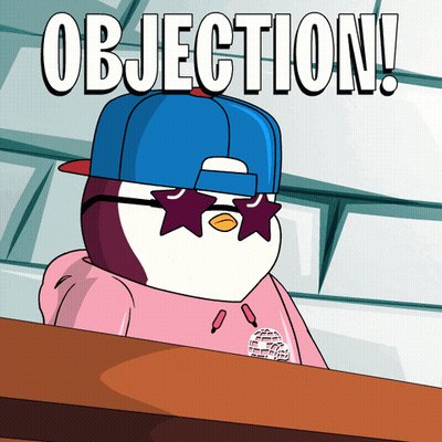 A Cartoon Of A Penguin Wearing Sunglasses And A Hat With The Words Objection Below It GIF