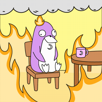 A Cartoon Of A Penguin With A Crown Sitting In A Chair GIF