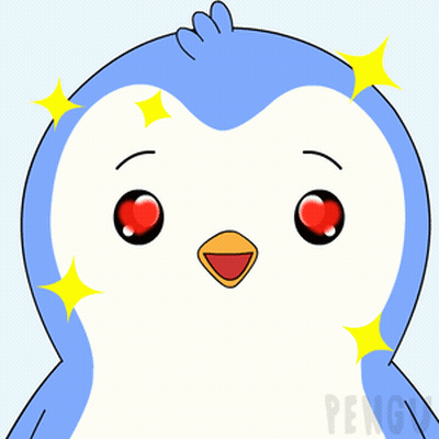 A Cartoon Of A Penguin With Red Eyes And The Word Pengy Below It GIF