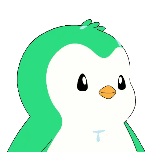 A Cartoon Of A Penguin With Sweat Coming Out Of Its Face Sticker