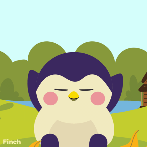 A Cartoon Of A Penguin With The Word Finch Underneath It GIF
