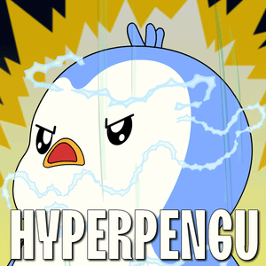 A Cartoon Of A Penguin With The Word Hyperpencu Written Below It GIF