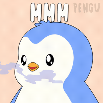 A Cartoon Of A Penguin With The Words Hmm Pengu Written Above It GIF