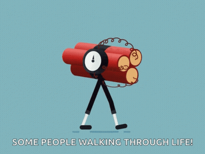 A Cartoon Of A Person Carrying A Bomb With The Words Some People Walking Through Life Below It GIF