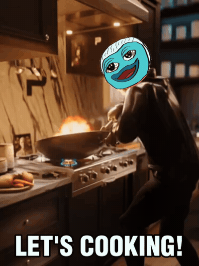 A Cartoon Of A Person Cooking With The Words Let 'S Cooking Below Them GIF