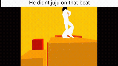A Cartoon Of A Person Dancing With The Words He Didnt Juju On That Beat Below It GIF